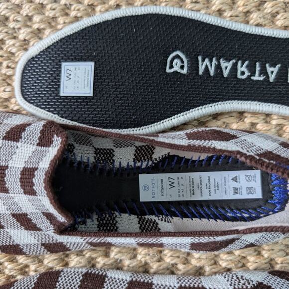 ROTHY'S x Marta Ferri merino wool flat loafers, brown checkered print, 7, NWOB - Picture 5 of 7